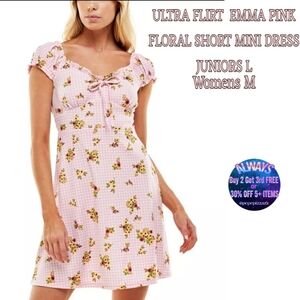 NWT ULTRA FLIRT WOMENS EMMA PINK FLORAL PRINT MINI DRESS
